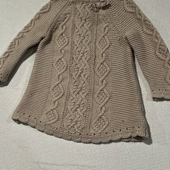 Cupcakes and Cashmere Infant Girls 3-6 Mo Cable Knit Sweater Dress Neutral Beige - Picture 2 of 10